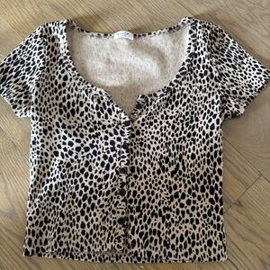 John Galt leopard t shirt - O/S